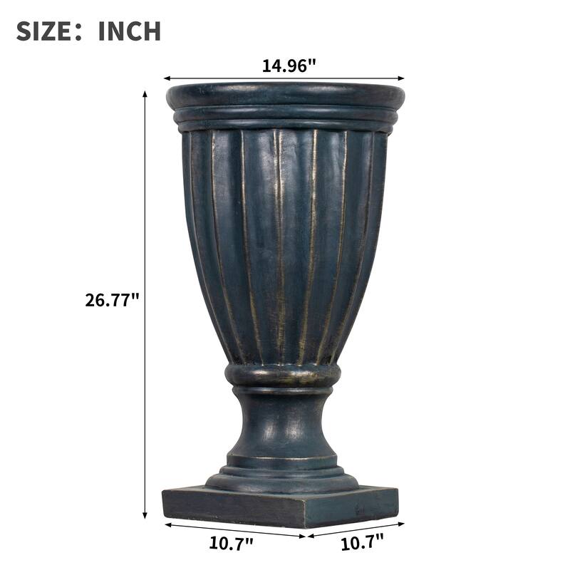 Christopher Knight Home - 26.77"H Fluted MGO Pedestal Urn Planter for Garden, Patio & Front Porch