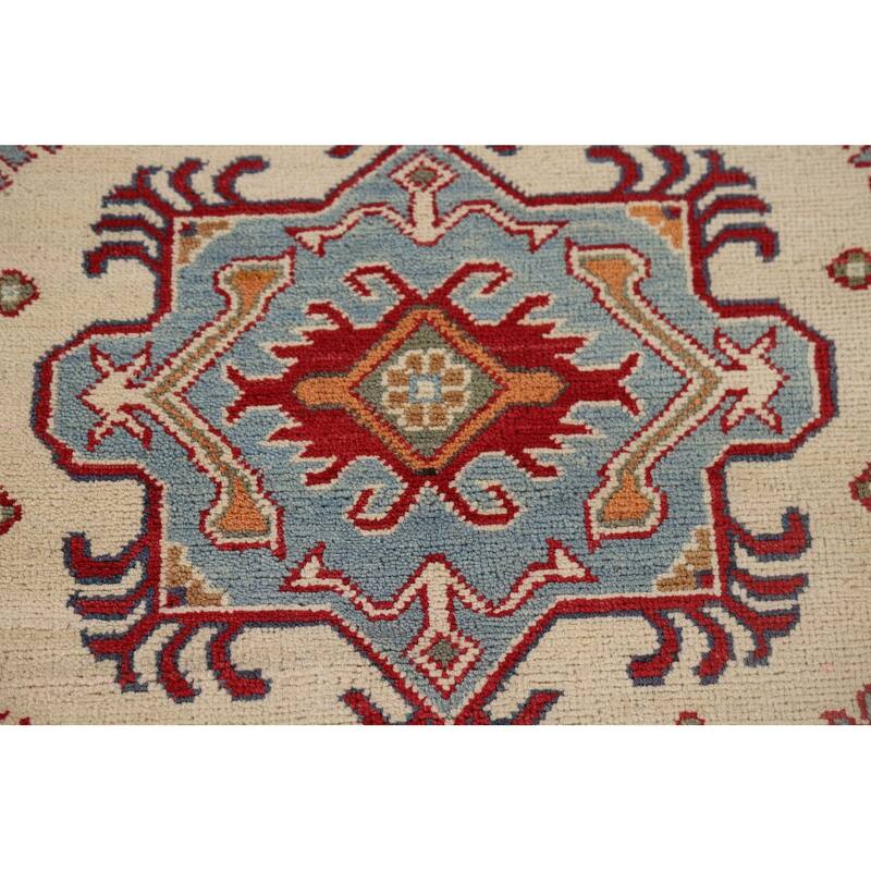 Geometric Kazak Oriental Runner Rug Handmade Foyer Wool Carpet - 2'8" x 9'7"