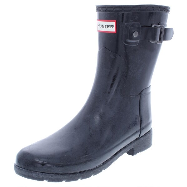 refined short gloss rain boot
