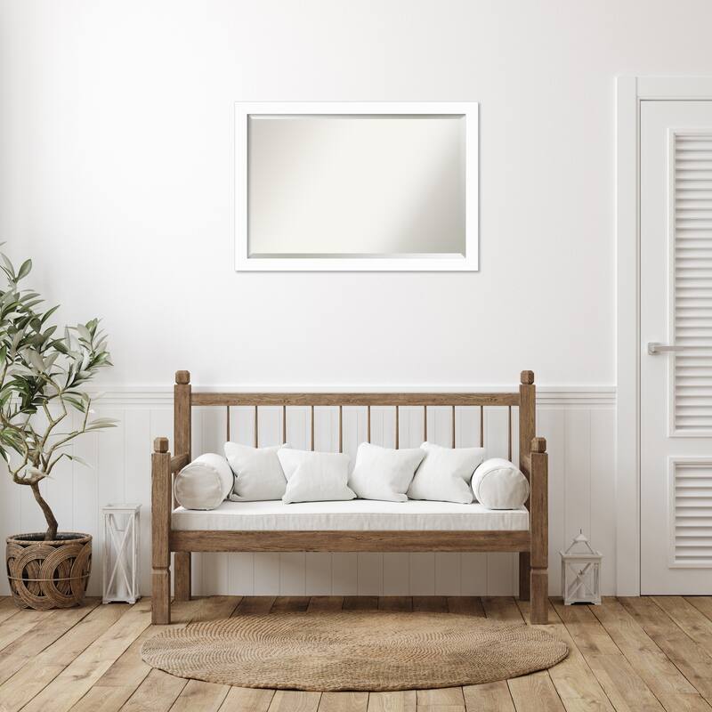 Basic Narrow Beveled Wood Framed Wall Mirror