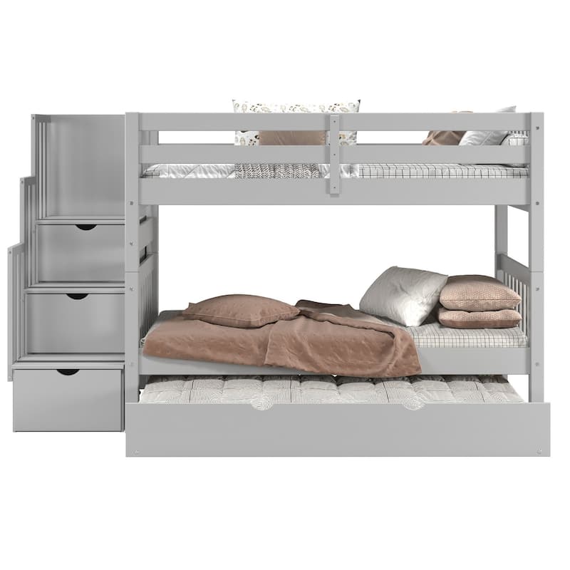 Taylor & Olive Trillium Twin over Twin Stairway Bunk Bed, Twin Trundle