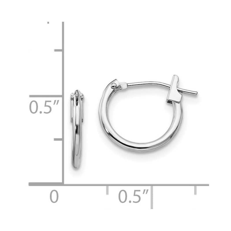 Curata 14k White Gold Small Polished 1.25x12mm Hoop Earrings