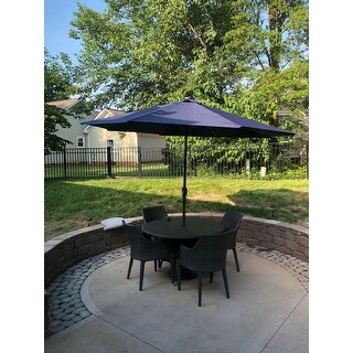 Hillhurst Outdoor 5-piece Round Wicker Dining Set with Cushions & Umbrella Hole by Christopher Knight Home