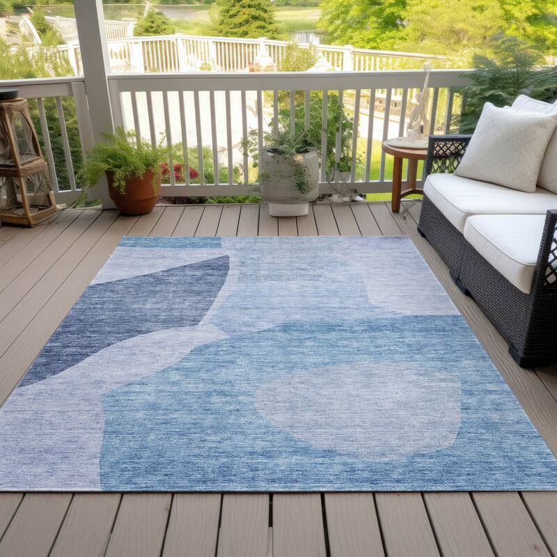Machine Washable Indoor/ Outdoor Chantille Modern Abstract Rug