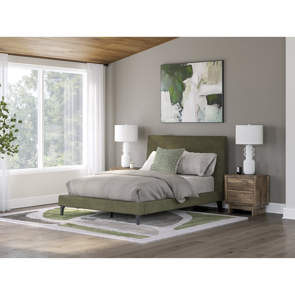 Signature Design by Ashley Zadilyn Sage Green Upholstered Bed with Roll Slats