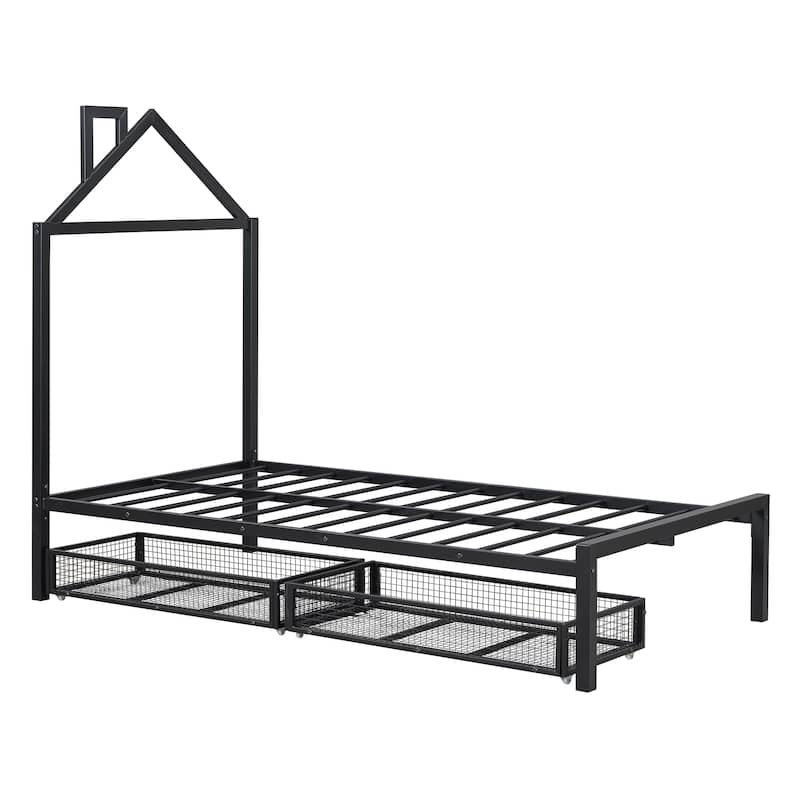 Metal Platform Bed with two drawers
