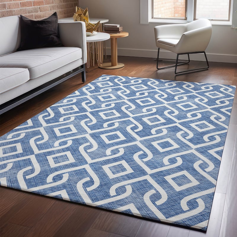 Premium Washable Super Soft Modern Medallions Mayfield Rug - Blue - 5' x 7' 6" - Rectangle