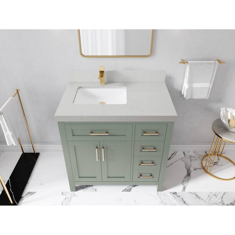 Willow Collections 36 in. W x 22 in. D Cambridge Left Offset Sink Bathroom Vanity with Countertop