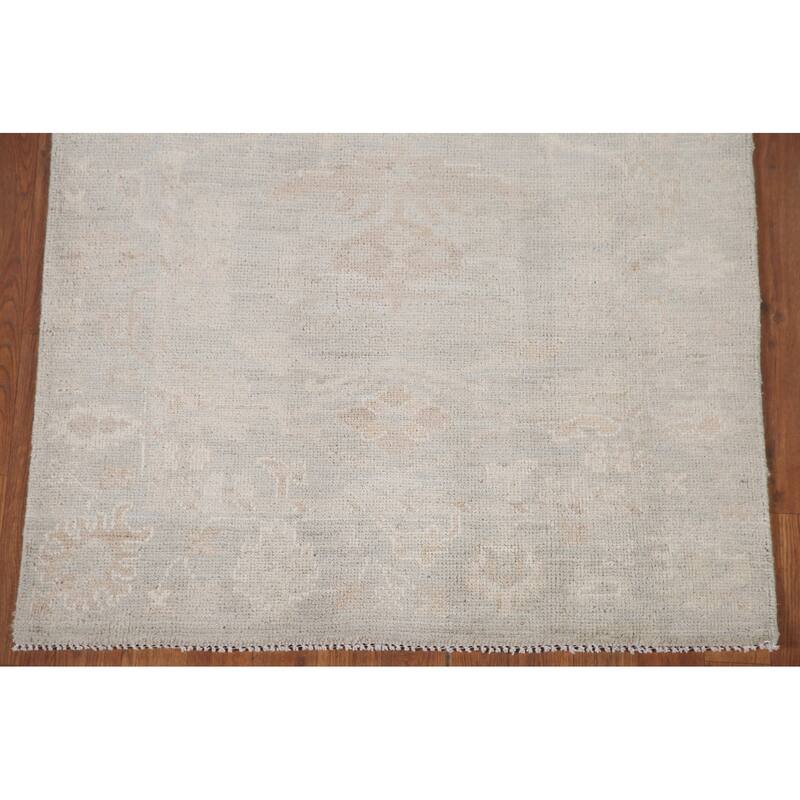 Hand Knotted Oriental 100% Wool Carpet Transitional All-Over Green Oushak Area Rug - 4' 11'' X 3' 2''