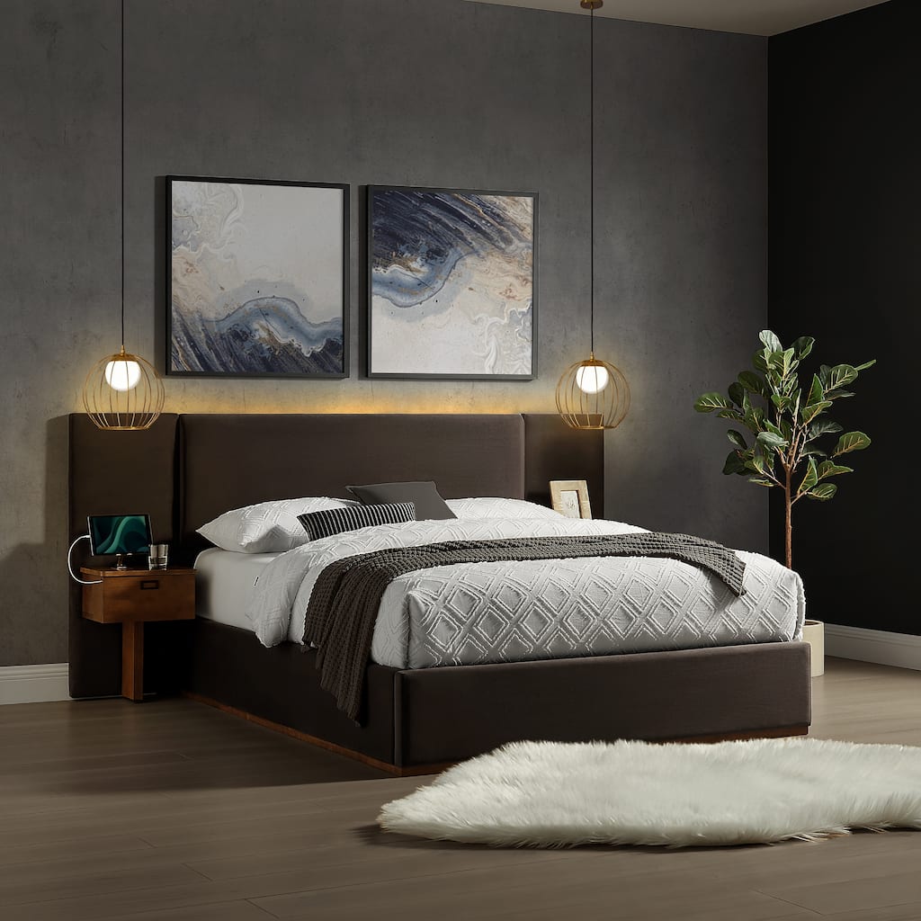 Danson Upholstered King Bed with Side Tables