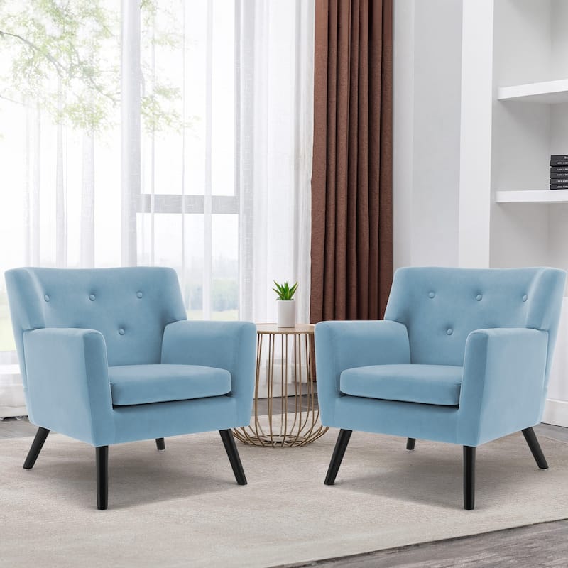 Velvet Upholstered Armchair Tufted Accent Chair, Set of 2 - 30.71"H x 28.35" W x 27.56"D