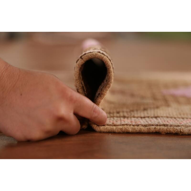 Hand Knotted Oriental 100% Wool Carpet Transitional Geometric Brown Anatolian Area Rug - 2' 7'' X 1' 10''