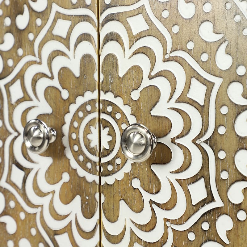 Brown Wood Bohemian Cabinet 36 x 32 x 14