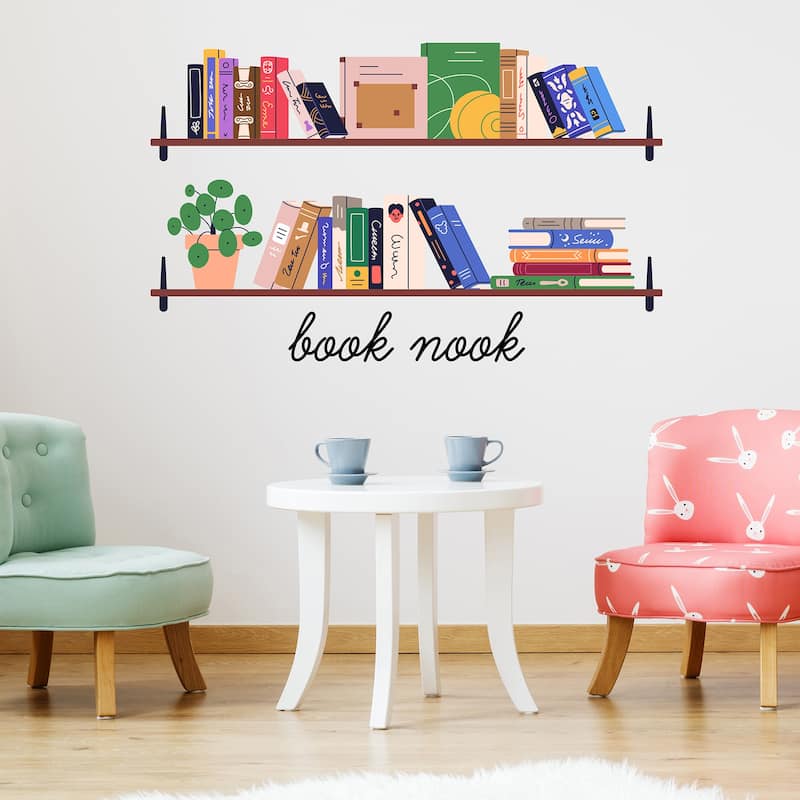 RoomMates Book Nook Shelf Multicolor Wall Decals