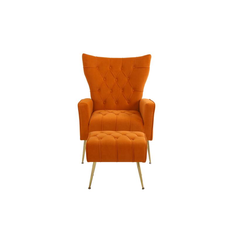 Orange 31.5" Velvet Button Tufted Arm Chair
