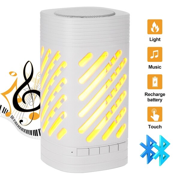 Camping Lamp Bluetooth Speaker W/ LED Smart Touch & Night Lights & Flame effect & USB Rechargeable, White. Opens flyout.