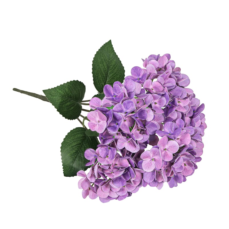 Set of 2 Natural Touch Purple Artificial Hydrangea Flower Stem Bush Bouquet 18in - 18" L x 11" W x 11" DP
