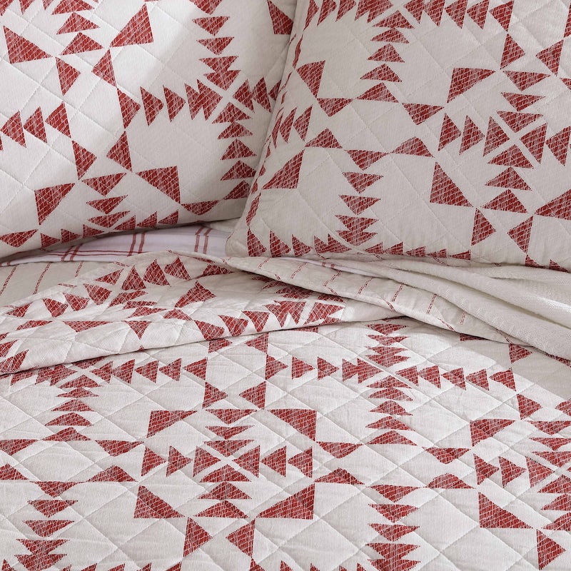 Eddie Bauer Arrowhead Cotton Reversible Red Quilt Set On Sale Bed