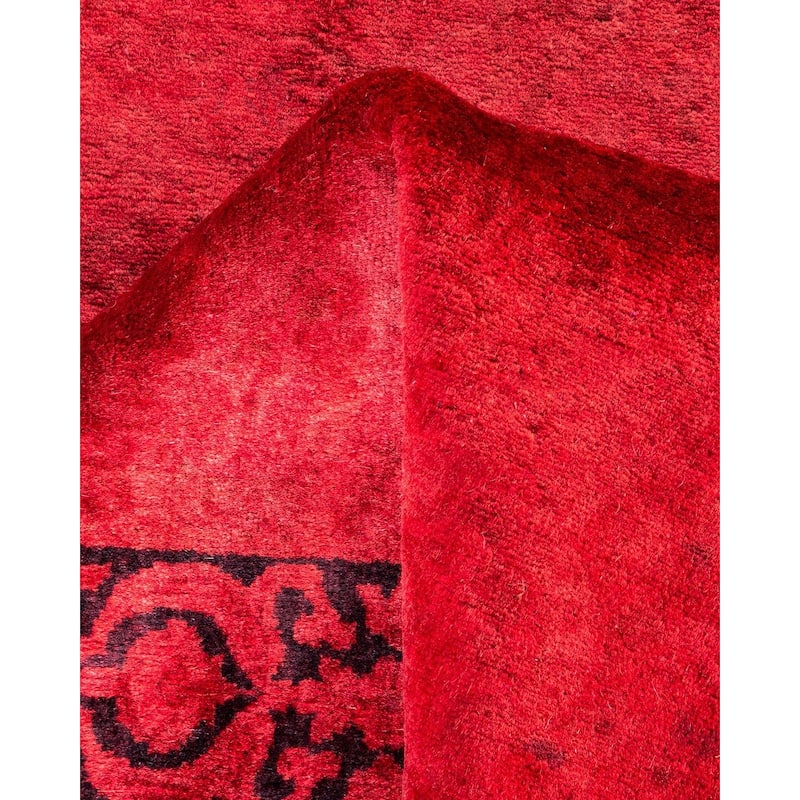 Overton Hand Knotted Wool Vintage Inspired Modern Contemporary Overdyed Red Runner Rug - 2' 8" x 12' 3"