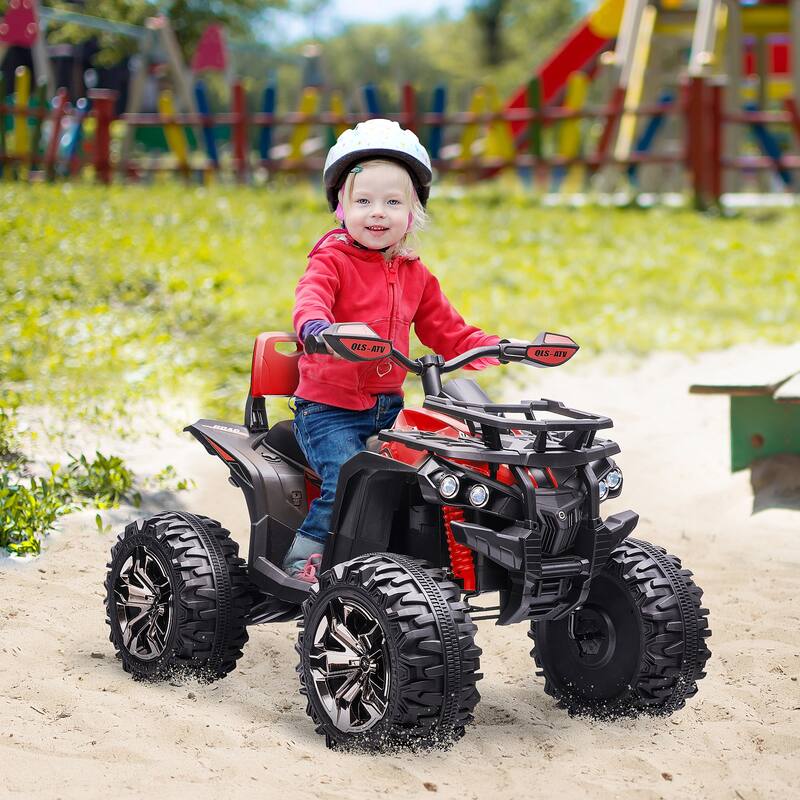 12V Beach Car for Kids with USB, Ride on Motor Vehicle Toy with Music, Children's Car with Wear-Resistant Tires - Red