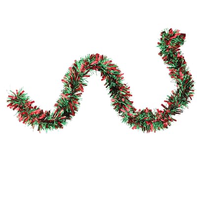 50' x 3" Red and Green Wide Cut 6-Ply Artificial Christmas Garland - Unlit