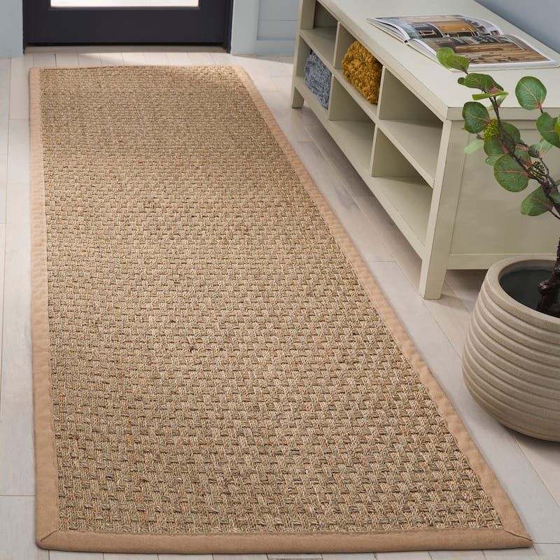 SAFAVIEH Natural Fiber Zymryd Basketweave Seagrass Rug - 2'6" x 14' Runner - Natural/Beige
