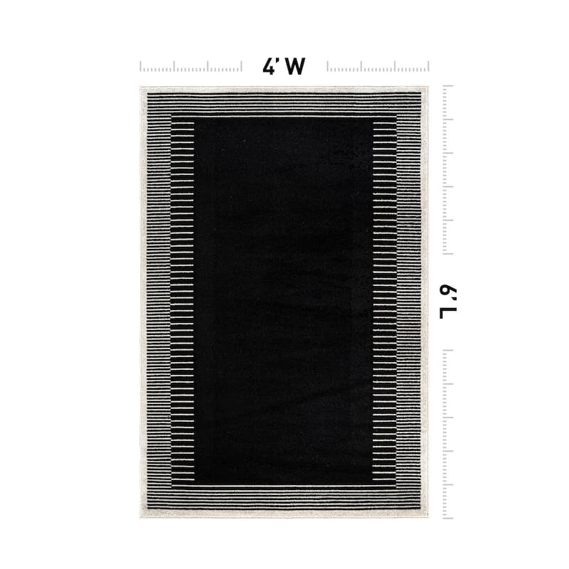 World Rug Gallery Modern Abstract Bordered Area Rug for Living Room, Bedroom, or Entryway - Low Pile Indoor Rug