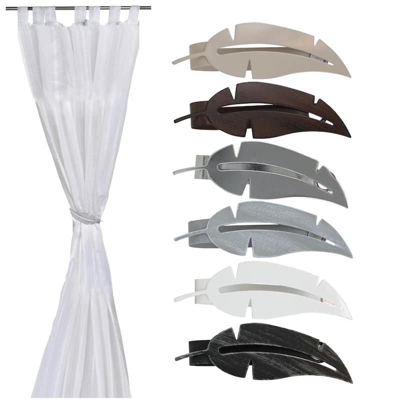 Metal Feather Tieback With Magnet Plume Black - 6.8"L x 2"W x 1"D