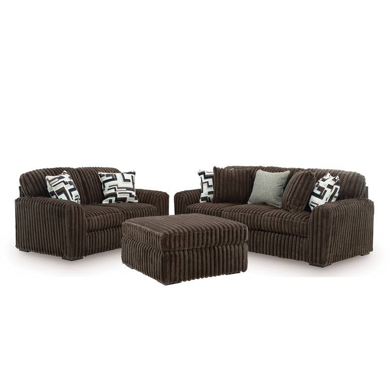Roundhill Furniture Solenne Chair and Ottoman Set, Oversized Chair and Ottoman with Jumbo Corduroy Upholstery