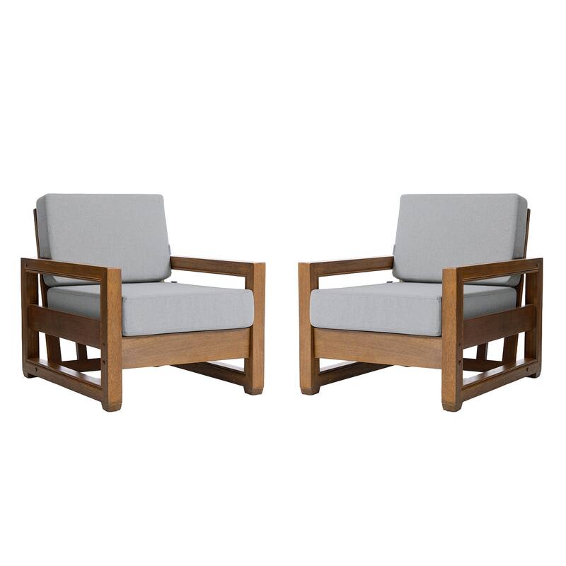 Patio Teak Wood Outdoor Arm Chair with Cushion