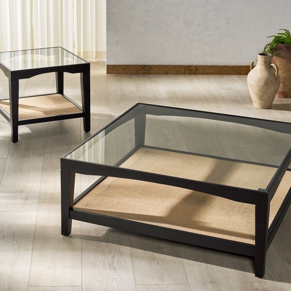 SAFAVIEH Couture Nicolella Solid Wood/Glass Top Square Coffee
