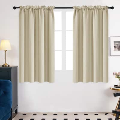 Deconovo Solid Rod Pocket Curtain Panel Pair, Set of 4 Panels