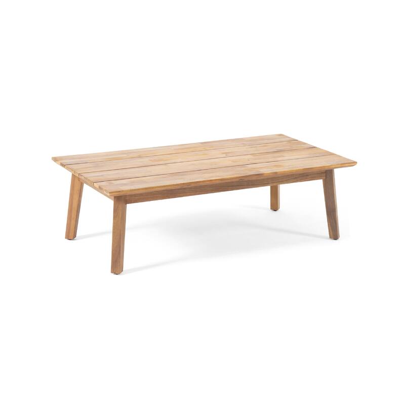 Loveseat and Coffee Table Outdoor Set, Slatted Brown Acacia Wood