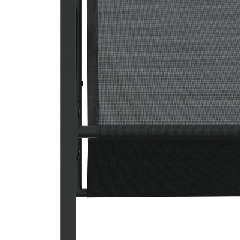 vidaXL Garden Dining Set Black Textilene Large Foldable - 42.1 x 129.9 x 28.3 in