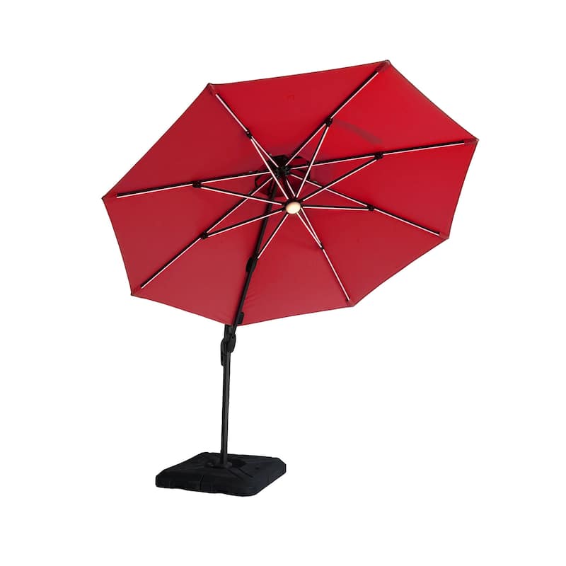 Furniture of America Spring II 10-foot LED Tube Lights Steel Cantilever Offset Tilt Roma Umbrella