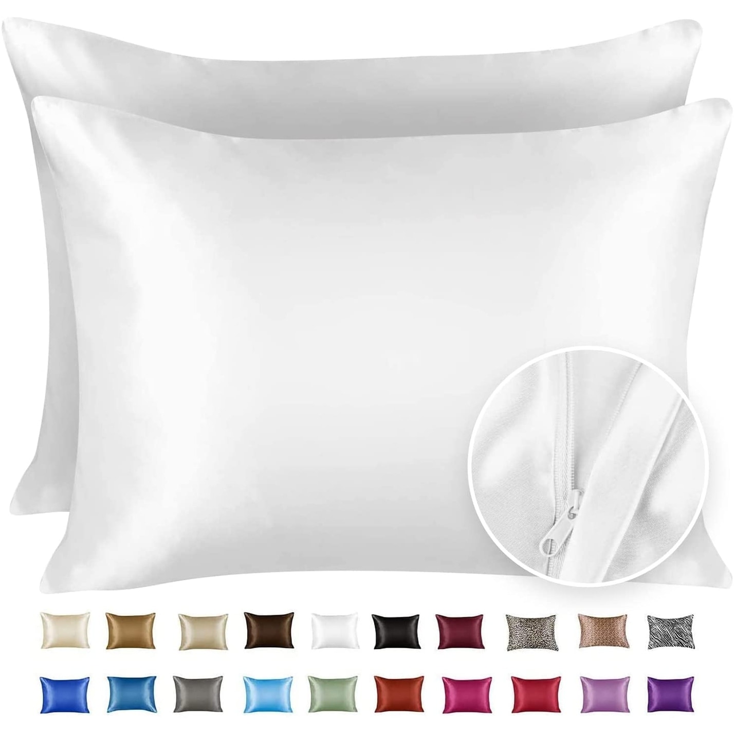 Satin Pillowcase for Hair and Skin with Hidden Zipper - Overstock - 18964425