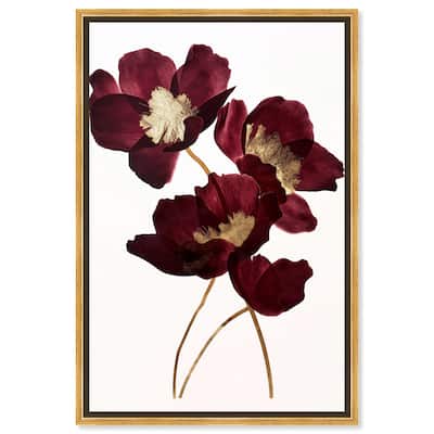 Art Remedy Wine Flowers Framed Floral Fine 1 Piece Canvas Wall Art