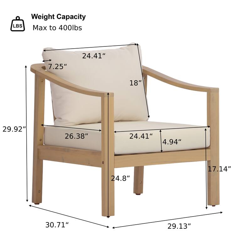 Christopher Knight Home - Elva 5-Piece Outdoor Acacia Wood Patio Conversation Set with Slatted Coffee Table & Cushions