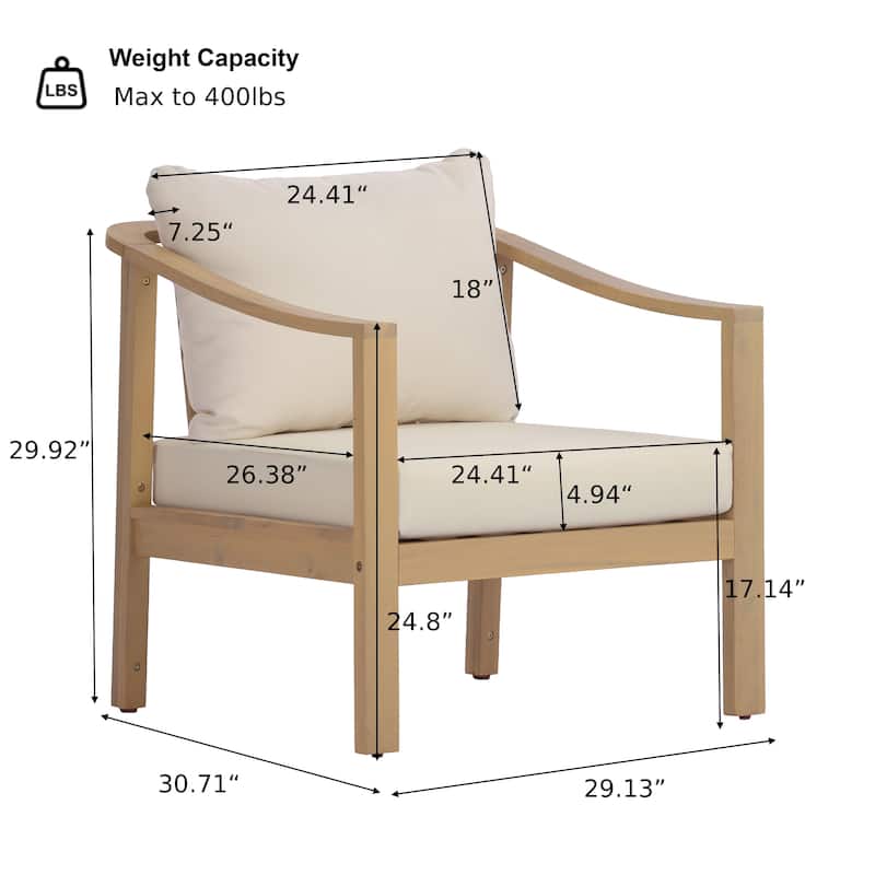Christopher Knight Home - Modern 26.38" Deep Seat Outdoor Patio Club Chair with Ergonomic Slatted Backrest & Soft Cushion