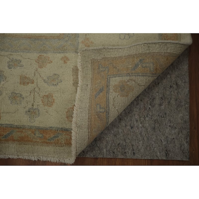 Hand Knotted Oriental 100% Wool Carpet Transitional Floral Beige & Ivories Oushak Area Rug - 12' 0'' X 8' 10''
