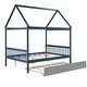 preview thumbnail 13 of 25, Full Size Wood House Bed with Trundle and Roof