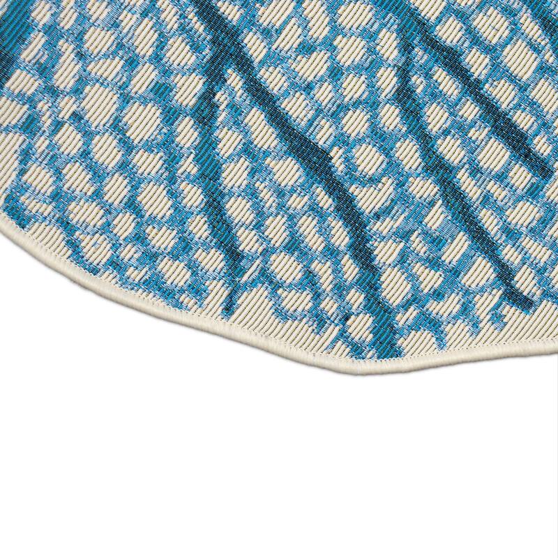 Liora Manne Esencia Coral Fan Indoor/Outdoor Mat Aqua 3'3"x3'3"