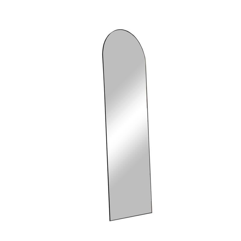 HomeRoots Black Aluminum Arch Freestanding Or Wall Mount Framed Full Length Mirror - 16.00 in. x 59.00 in. x 0.50 in.