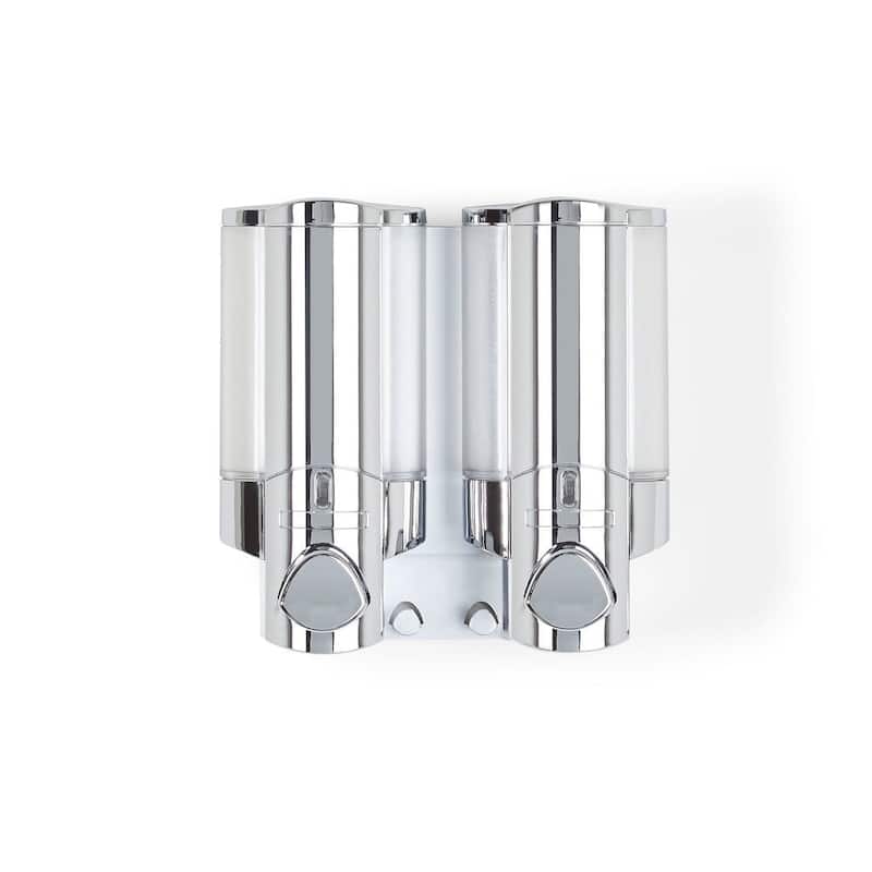 HomeRoots Silver Heavy Duty Plastic Two Chamber Wall Mount Soap Dispenser - 7.25' X '7' X '3.25