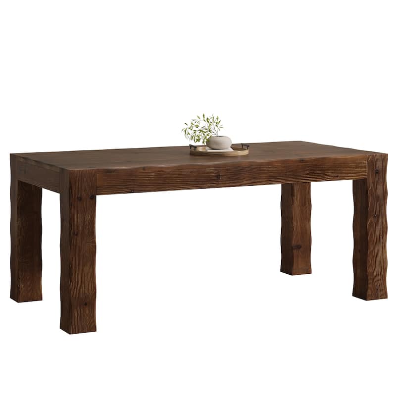 63" Solid Wood Dining Table for 4-6, Rectangle Farmhouse Kitchen Table