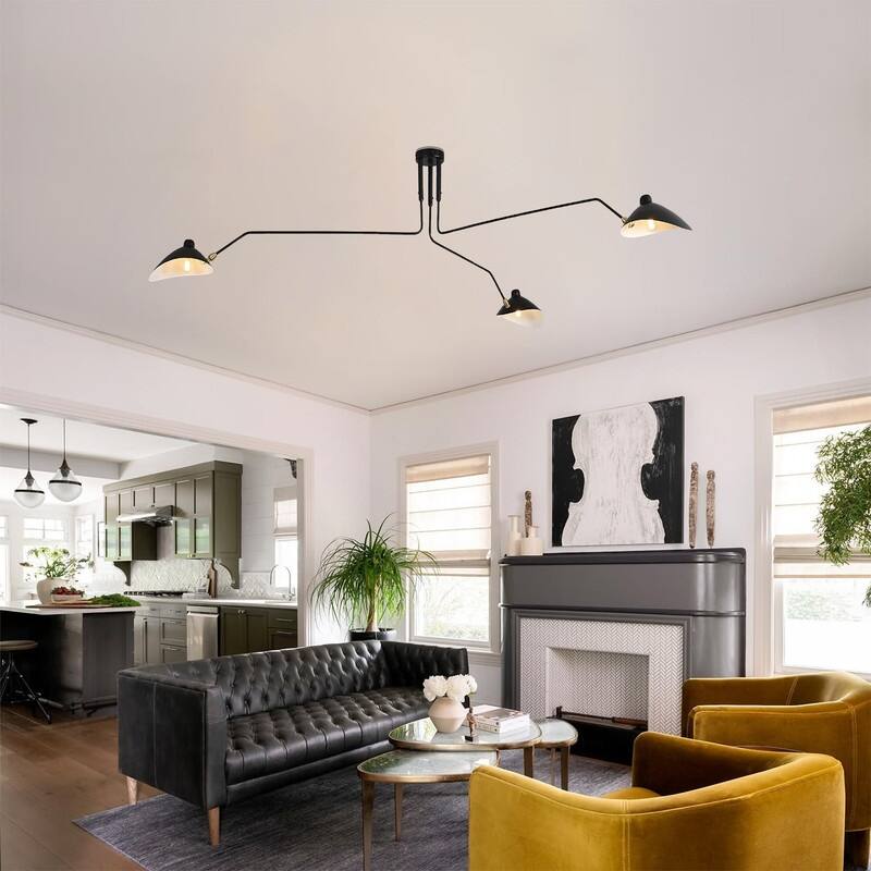Modern Black Chandelier 3 arm Chandelier Mid Century Chandelier.