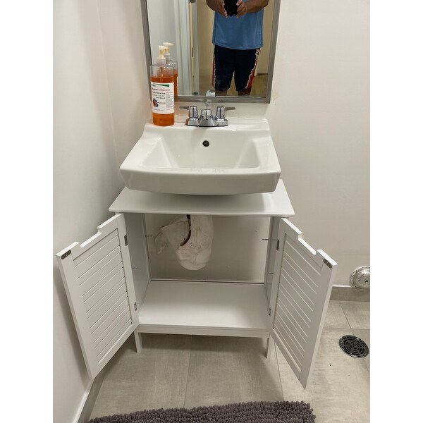 Evideco Non Pedestal Bathroom Under Sink Vanity Cabinet Miami White