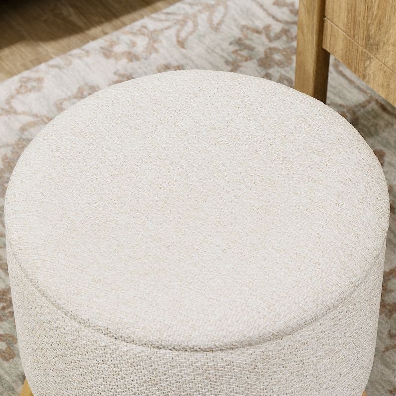 Storage Ottoman, Round Stool Chair with Cushioned Top