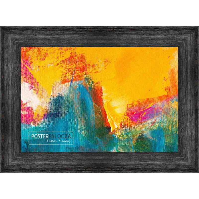 8x18 Distressed/Aged Black Wood Picture Frame UV Acrylic, Foam Board