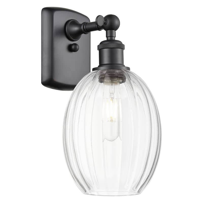 Innovations Lighting 516-1W-12-7 Preston Sconce Preston 12" Tall Wall - Matte Black / Clear